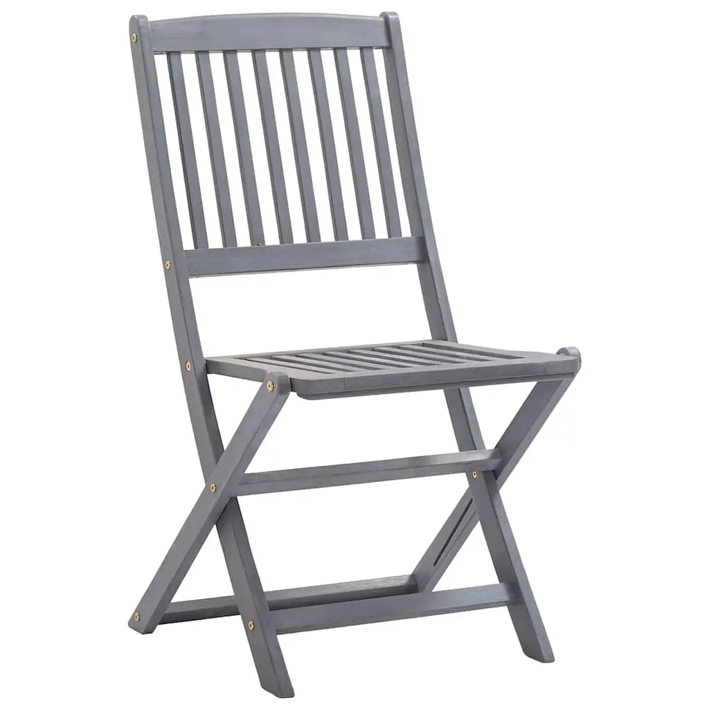 Folding Outdoor Chairs Set 4 Pieces Cushions Solid Wood Garden Dining Anthracite