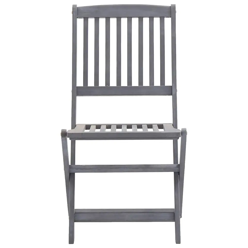Folding Chairs Set 4 Piece Outdoor Dining Garden Patio Grey with Cushions