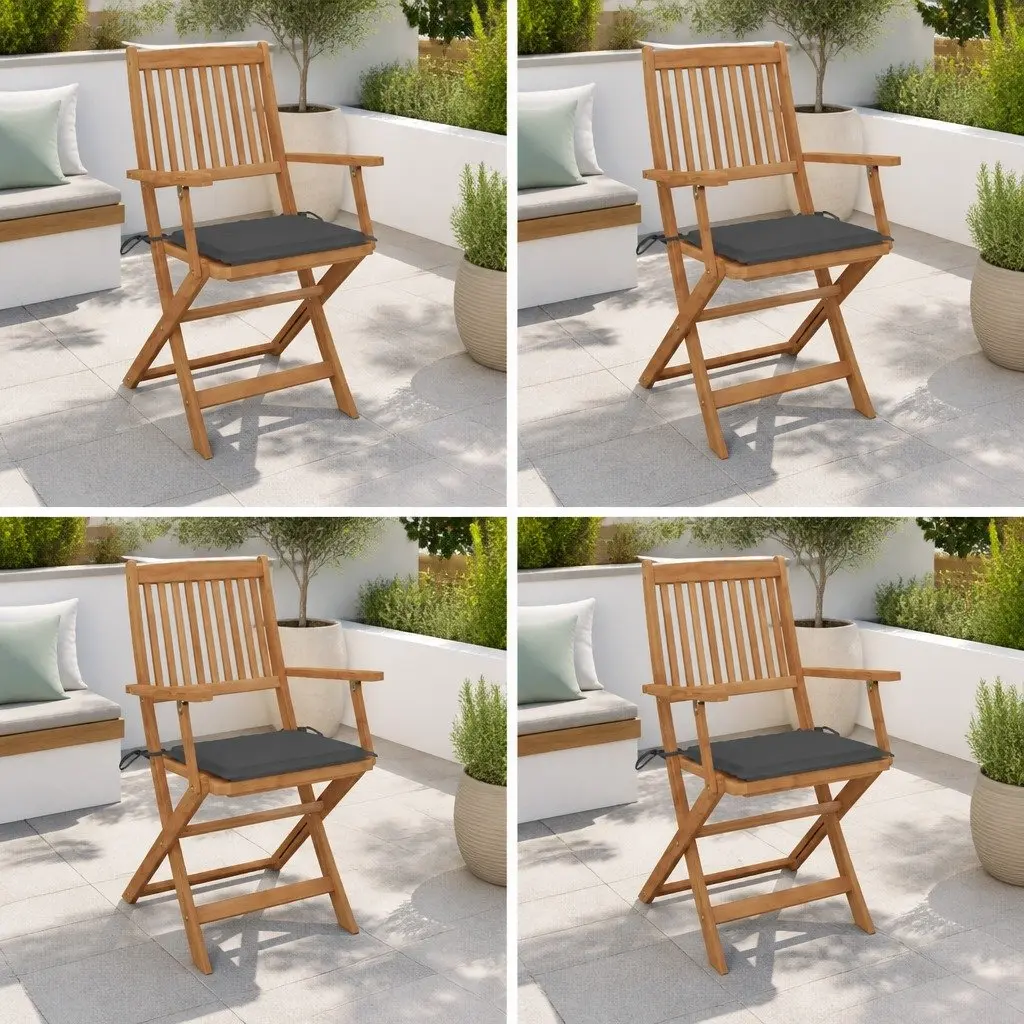 Folding Garden Chairs Outdoor Seating 4 Piece Solid Wood Anthracite
