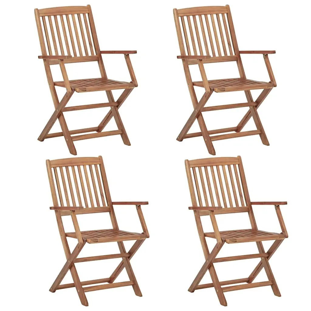 Folding Garden Chairs Outdoor Seating 4 Piece Solid Wood Anthracite
