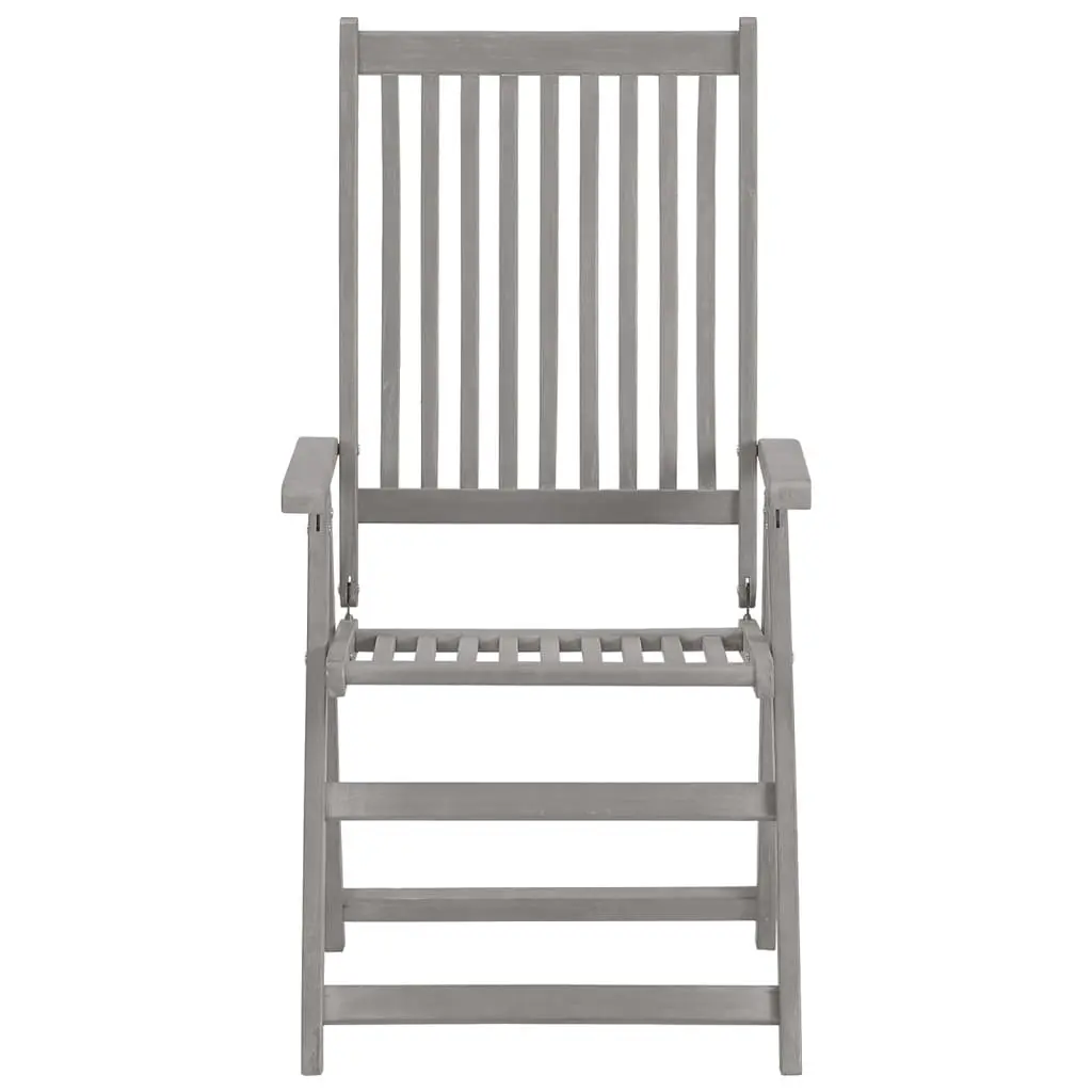 Outdoor Reclining Chairs Set 2 pcs Garden Seating Solid Acacia Wood Grey Wash