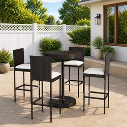 Quality 5 Piece Garden Bar Set with Cushions