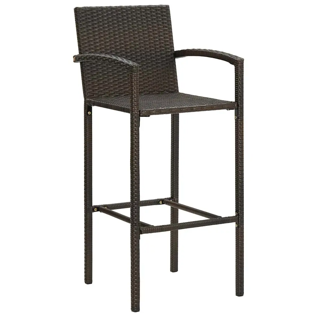 3 Piece Garden Bar Set Outdoor Bar Table and Stools Brown Poly Rattan Patio Furniture