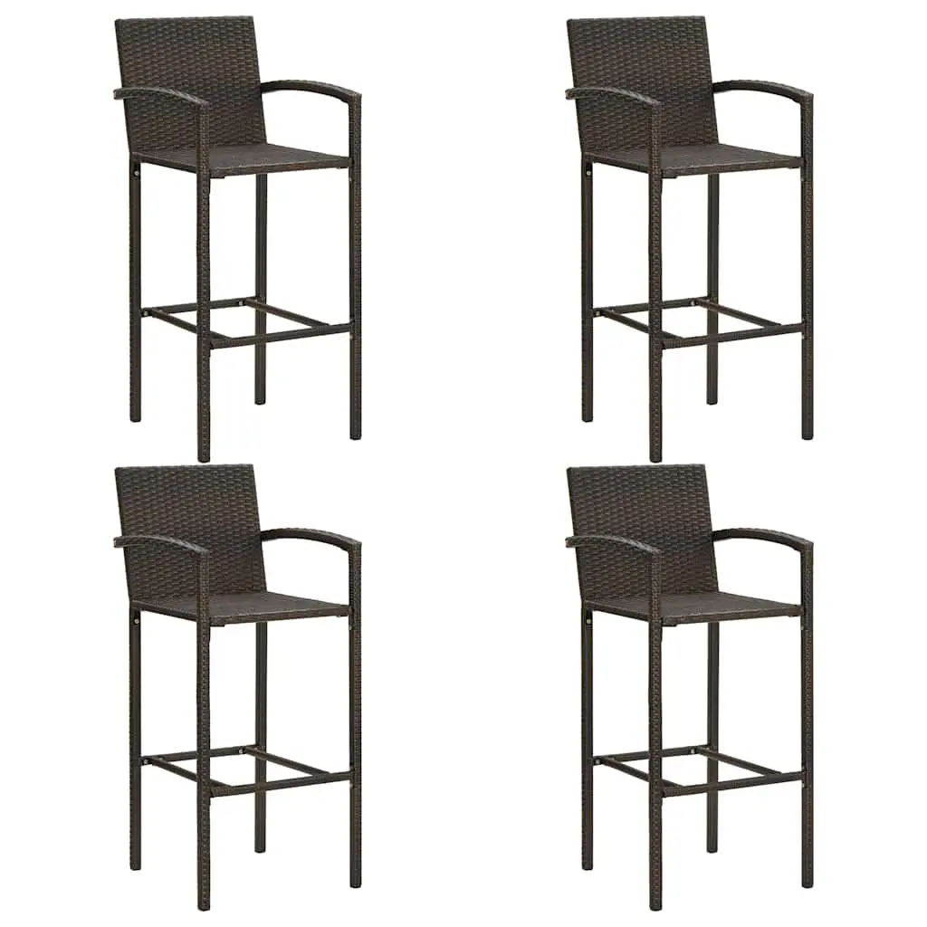 Garden Bar Set 5 Piece Outdoor Bar Table and Stools Brown