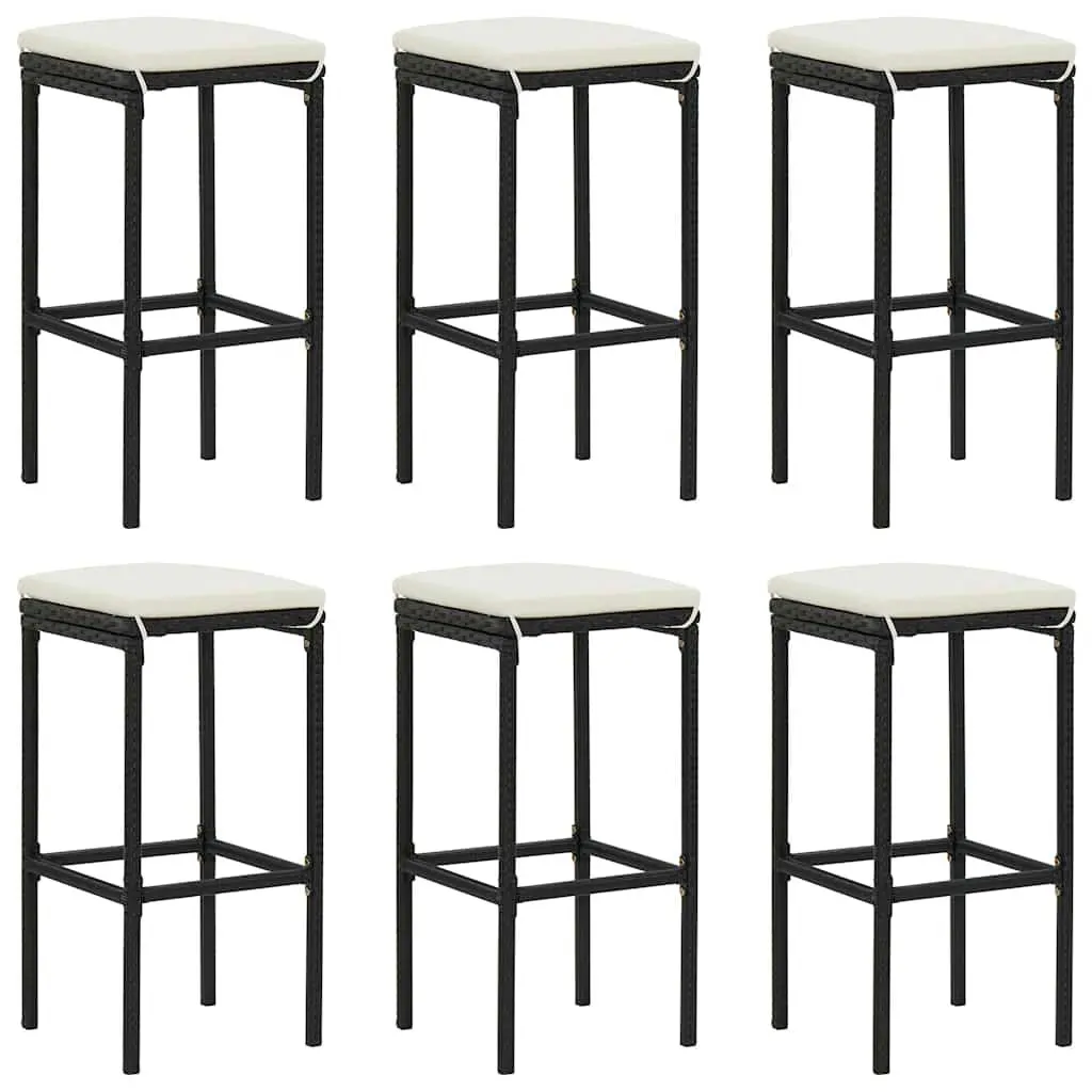 7 Piece Garden Bar Set Outdoor Bar Table Stools Cushions Black
