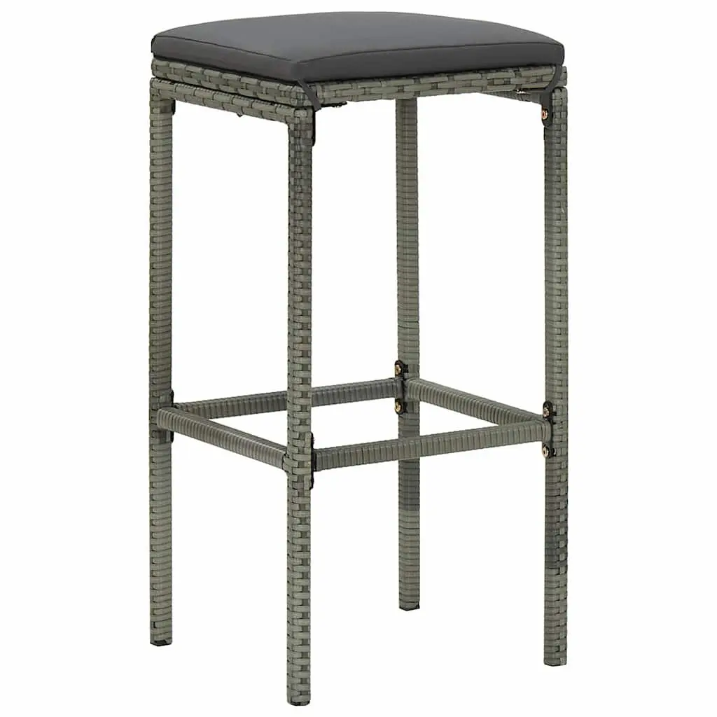 Garden Bar Set 7 Piece Outdoor Bar Table Stools Cushions Grey