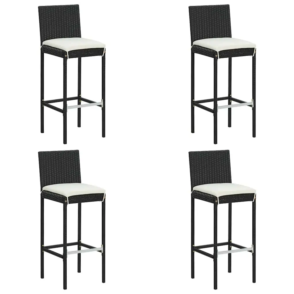Outdoor Bar Set 5 Piece Garden Bar Table and Stools with Cushions Black