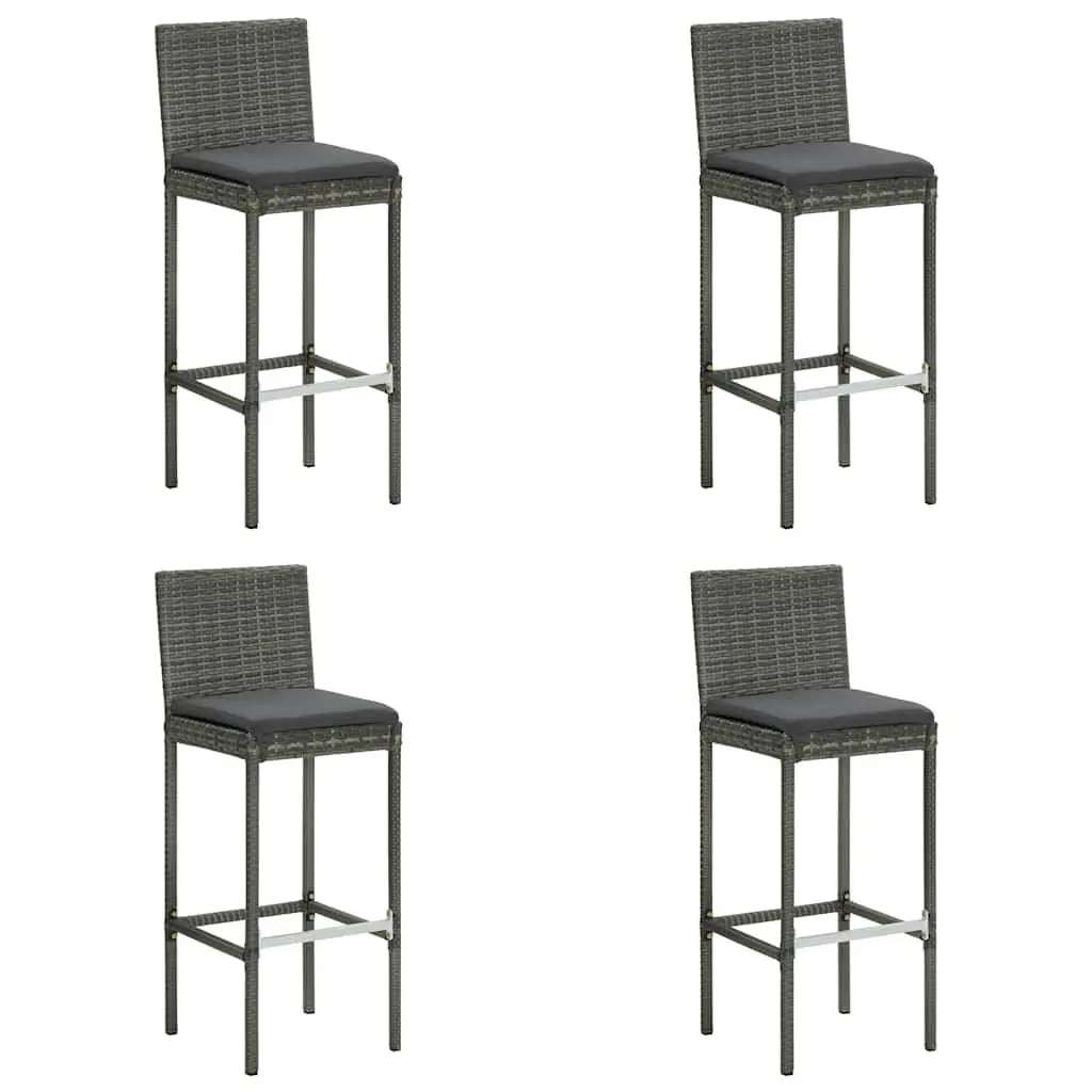 Outdoor Bar Set Grey Garden Stools and Table with Cushions 5 Piece Poly Rattan