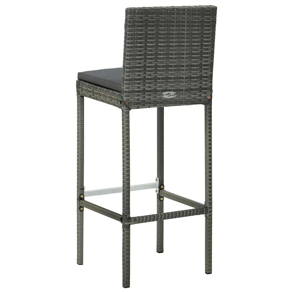 Outdoor Bar Set Grey Garden Stools and Table with Cushions 5 Piece Poly Rattan