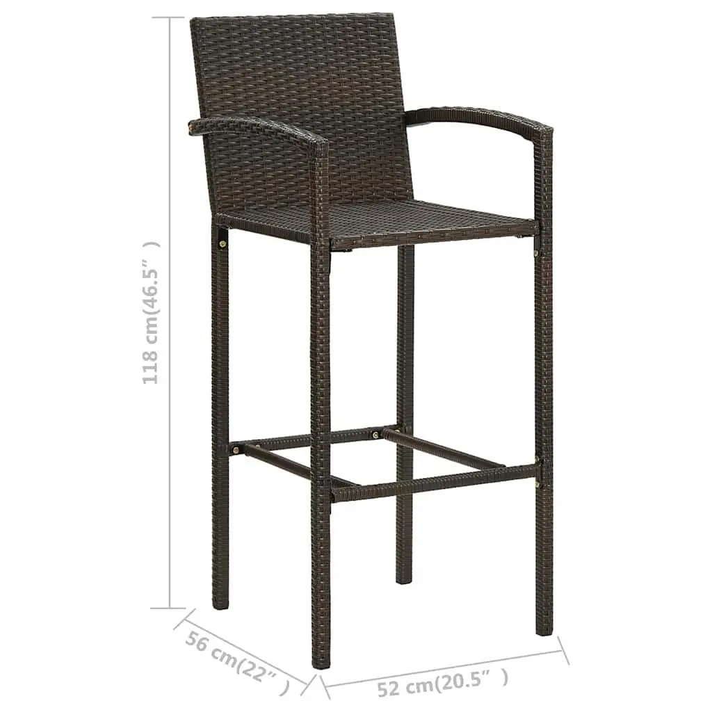 3 Piece Outdoor Bar Set Garden Bar Table and Stools Brown