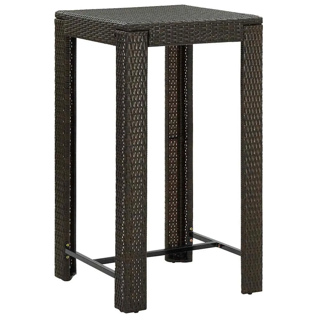 3 Piece Outdoor Bar Set Garden Bar Table and Stools Brown