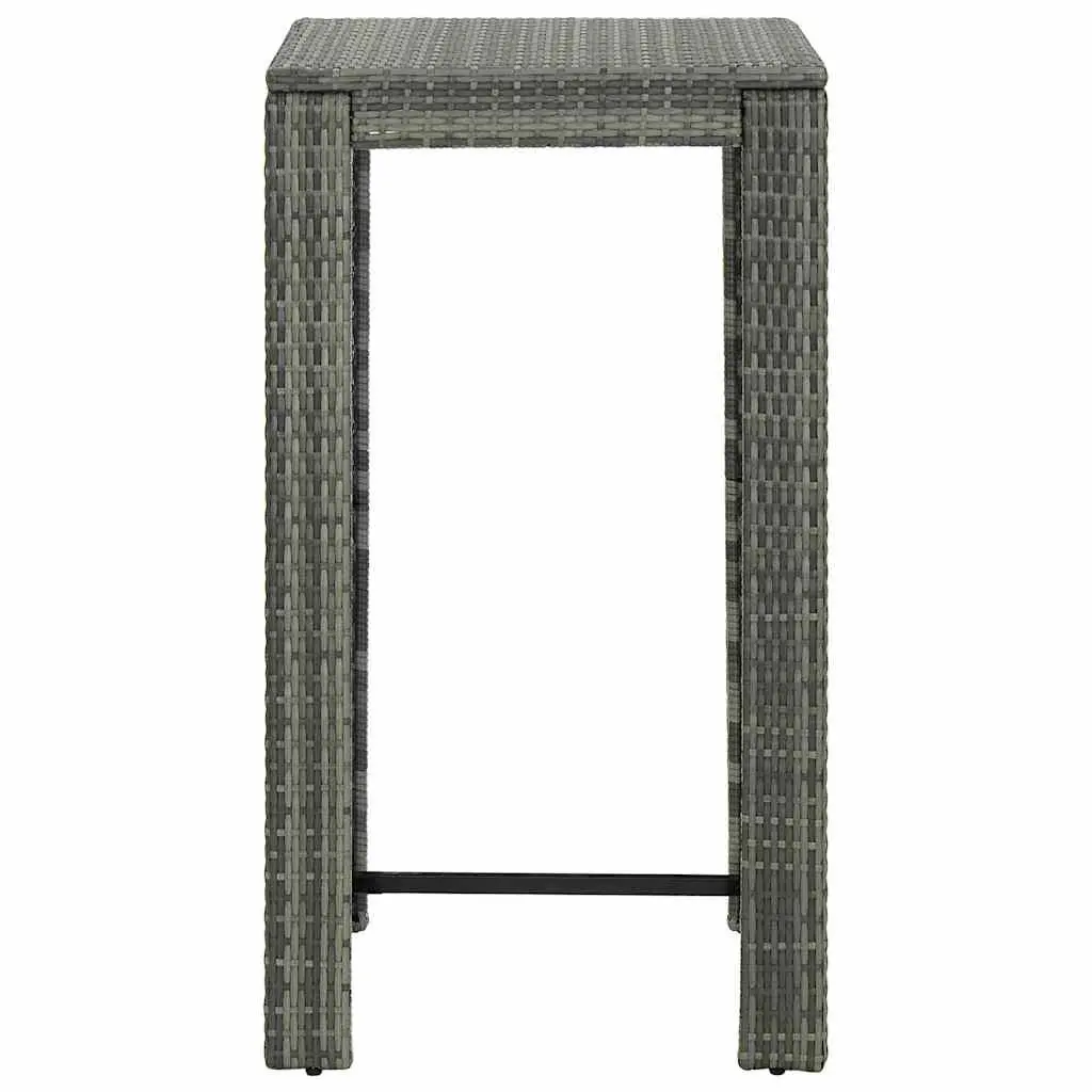 Outdoor Bar Set 5 Piece Poly Rattan Grey with Armrest Garden Patio Bar Table