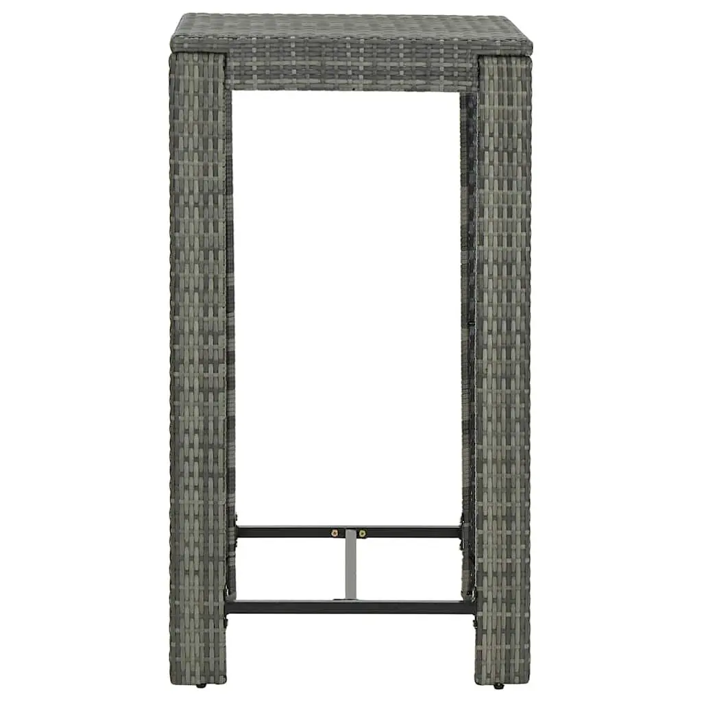 Outdoor Bar Set 5 Piece Poly Rattan Grey with Armrest Garden Patio Bar Table