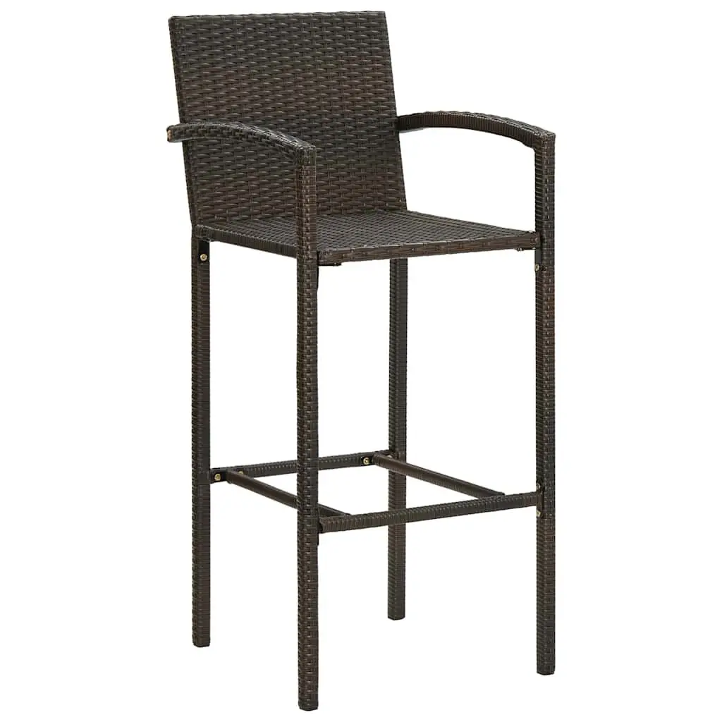 Outdoor Bar Set 5 Piece Garden Patio Bar Table Stools Brown