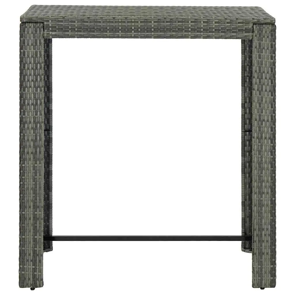 5 Piece Outdoor Bar Set Grey Poly Rattan Bar Table with Armrest Stools