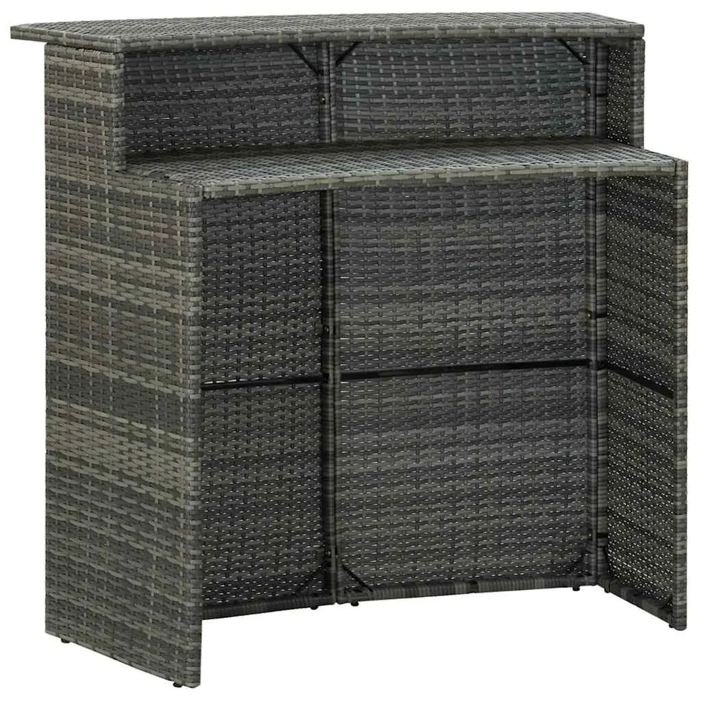 Garden Bar Set 4 Piece Outdoor Patio Furniture Cushioned Grey Rattan Stools