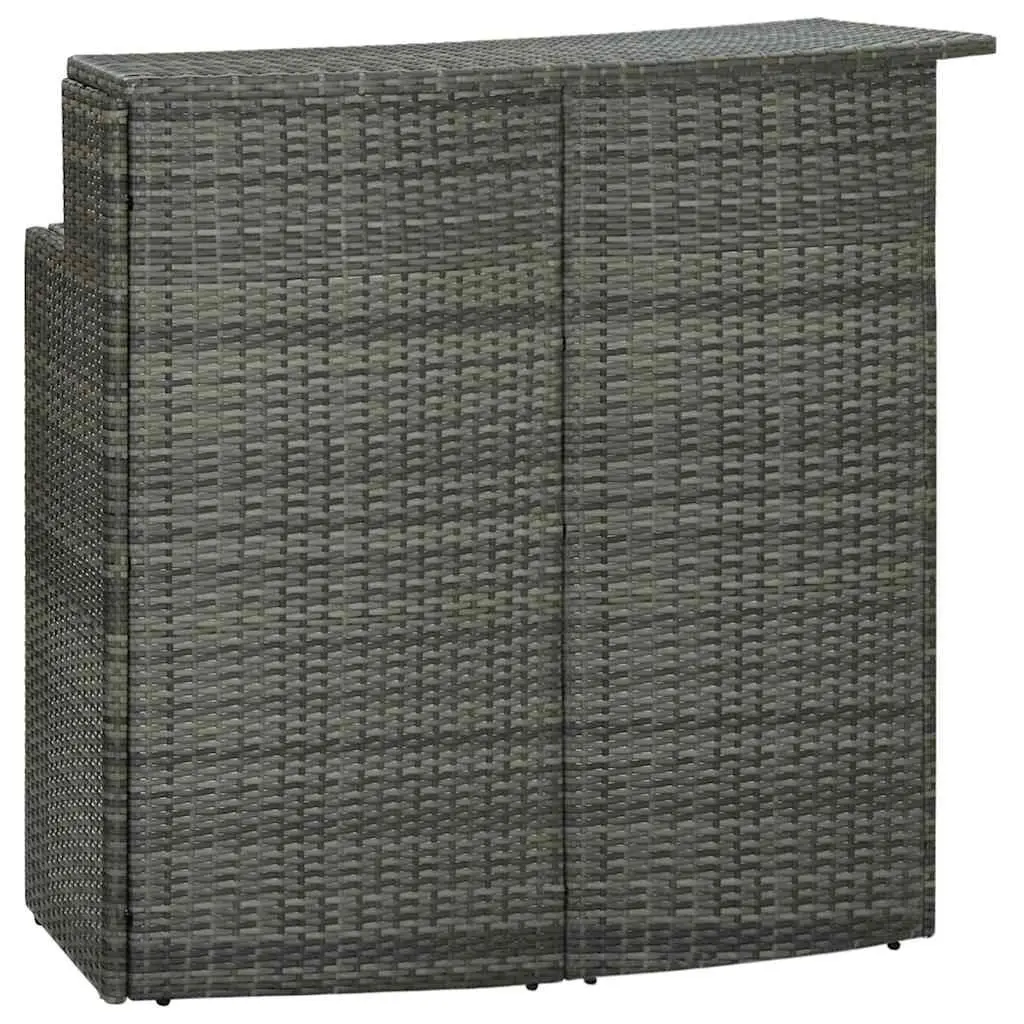 Garden Bar Set 4 Piece Outdoor Patio Furniture Cushioned Grey Rattan Stools