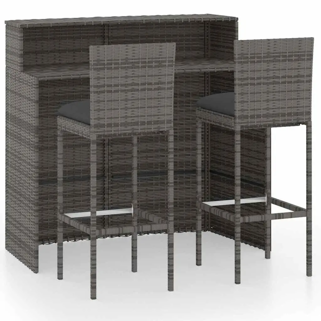 3 Piece Garden Bar Set with Cushions