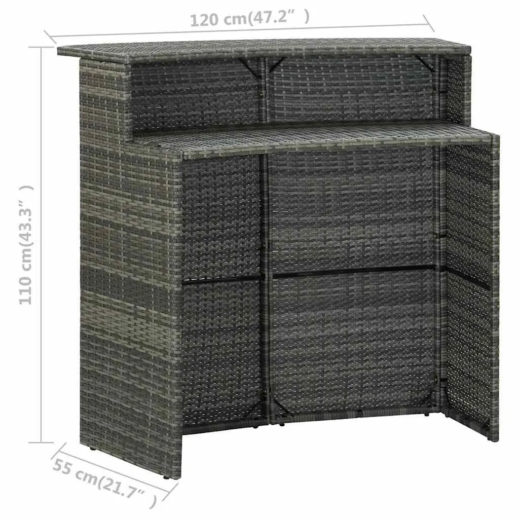 3 Piece Garden Bar Set with Cushions