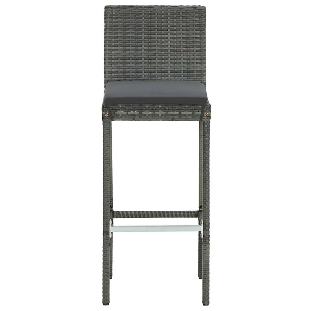 5 Piece Outdoor Garden Bar Set Grey Cushions Rattan