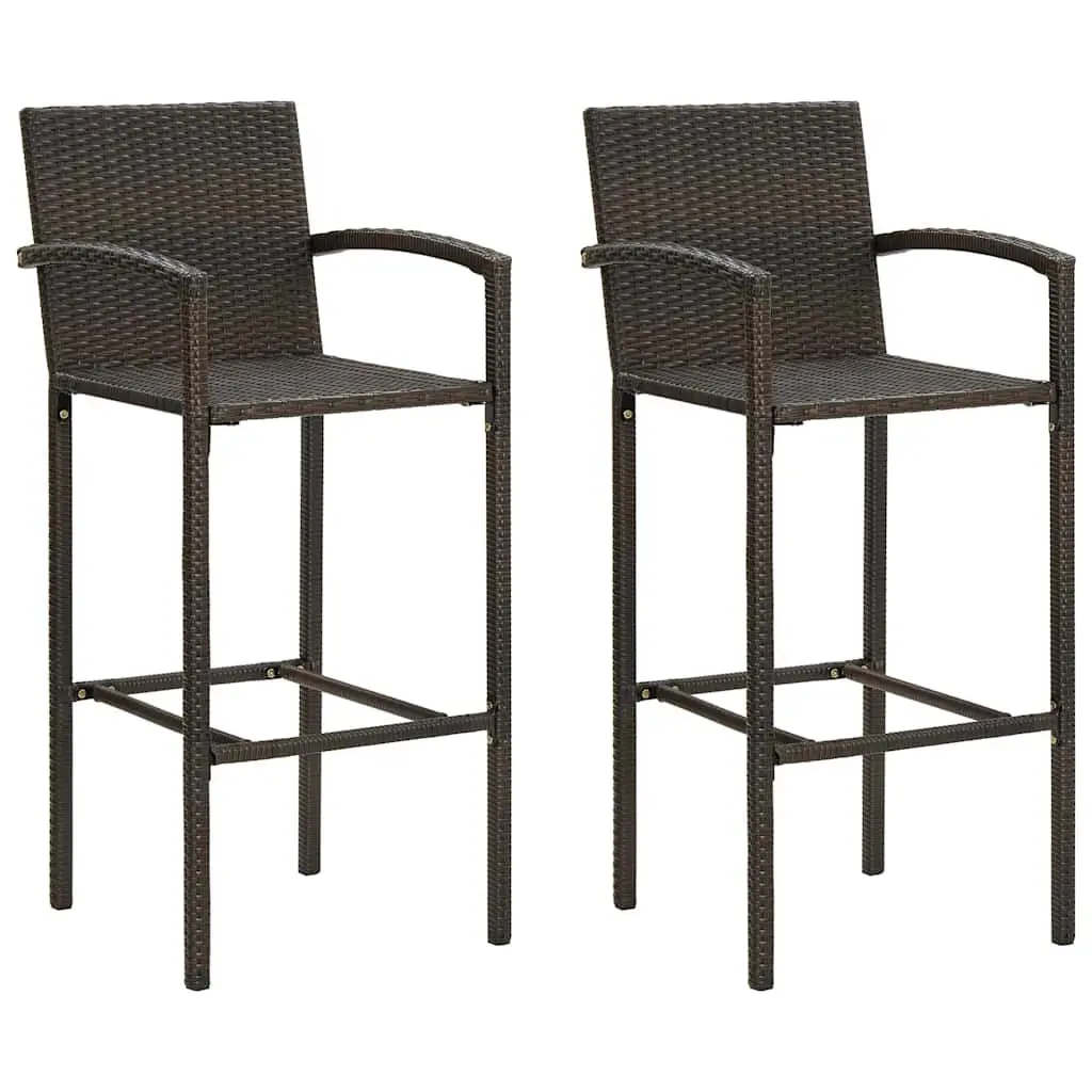 Outdoor Patio Furniture Set 3 Piece Brown PE Rattan Steel Frame Garden Bar