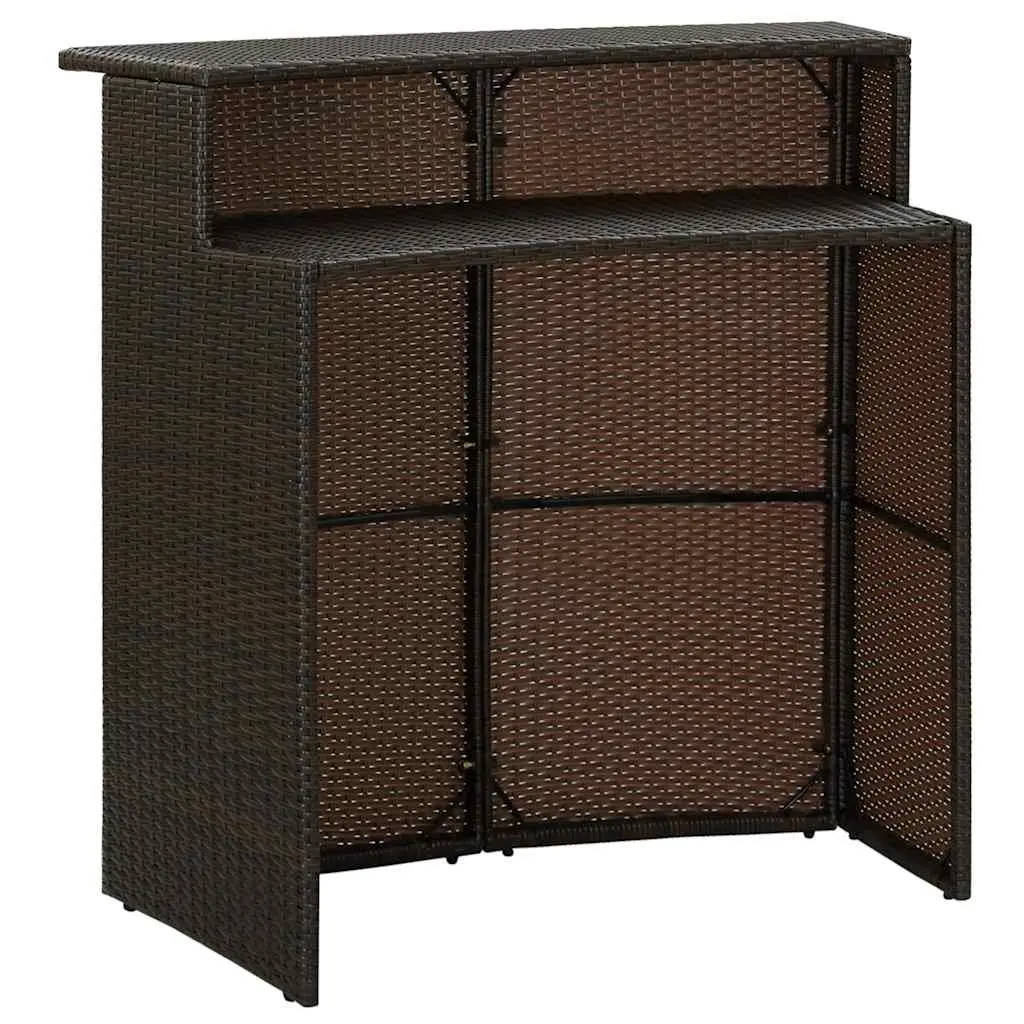 Outdoor Patio Furniture Set 3 Piece Brown PE Rattan Steel Frame Garden Bar