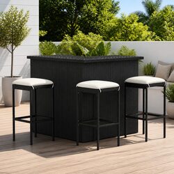 Durable 4-Piece Garden Bar Set with Cushioned Comfort