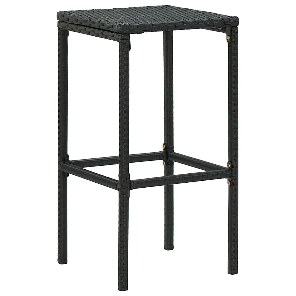 Garden Bar Set Outdoor Furniture 4 Piece Black Poly Rattan Patio Dining with Cushions