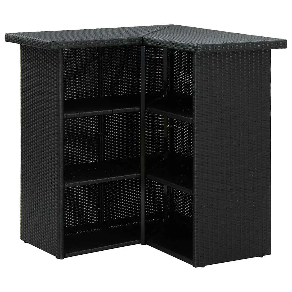 Garden Bar Set Outdoor Furniture 4 Piece Black Poly Rattan Patio Dining with Cushions
