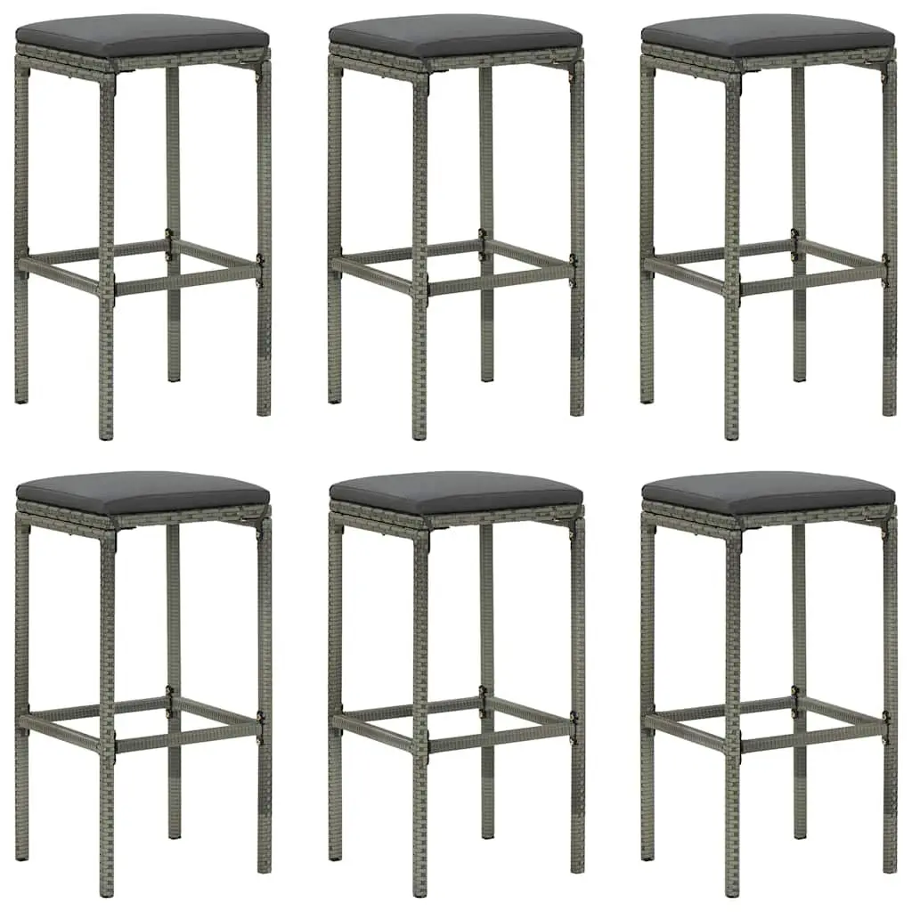Garden Bar Set 8 Piece Outdoor Furniture Grey Poly Rattan with Cushions