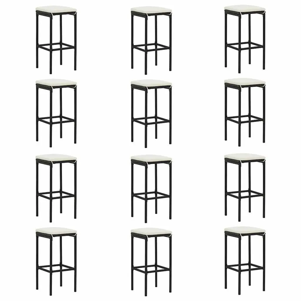 Garden Bar Set 16 Pieces Outdoor Patio Furniture with Cushions Rattan Black