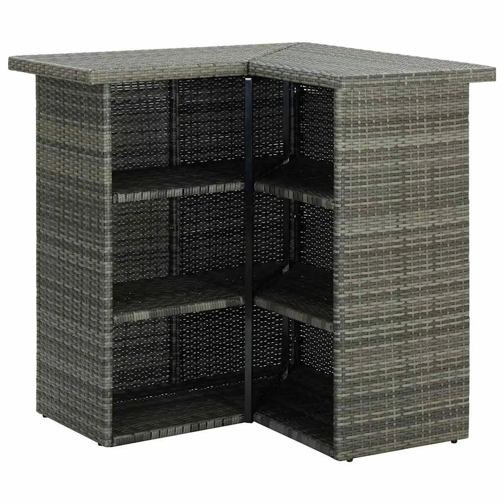 Garden Bar Set Outdoor Furniture 16 Piece Poly Rattan with Cushions Grey