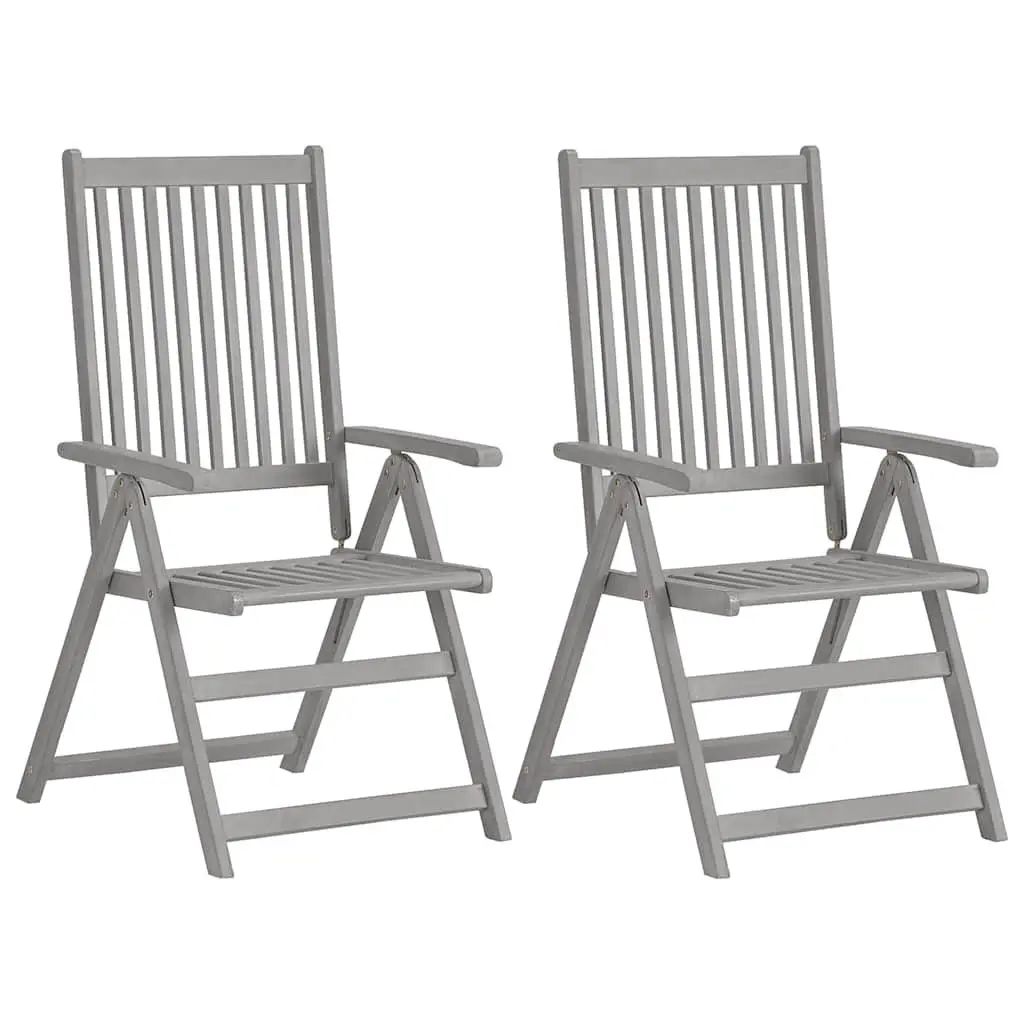 Outdoor Reclining Chairs 4 Piece Set Garden Seating 5 Position Adjustable Backrest Solid Acacia Wood Grey Wash