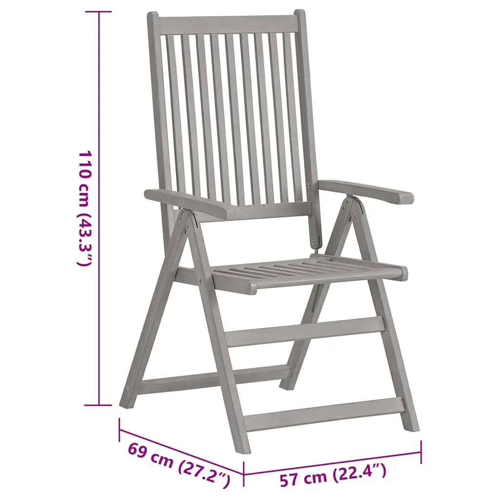 Outdoor Reclining Chairs Set 4 Piece Garden Armchairs with Cushions Acacia Wood Grey Wash