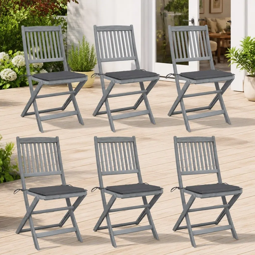 Folding Dining Chairs Set of 6 with Cushions for Outdoors