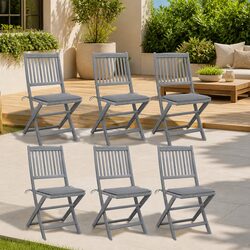 Practical 6-Piece Folding Dining Chair Set with Cushions