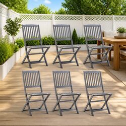 Quality Folding Outdoor Chairs - Set of 6 in Grey