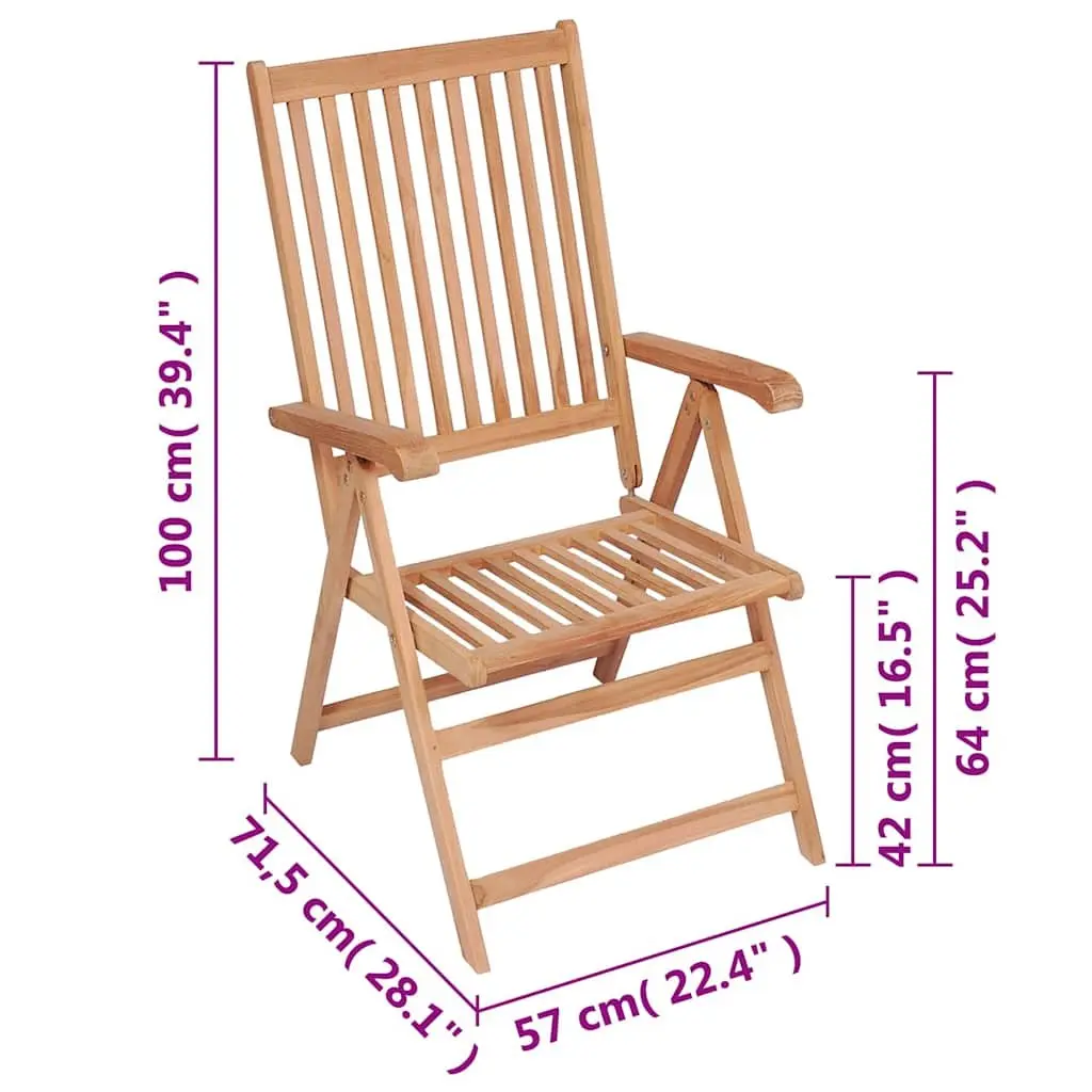 Outdoor Reclining Garden Chairs 4 pcs Folding Patio Seating Set Brown