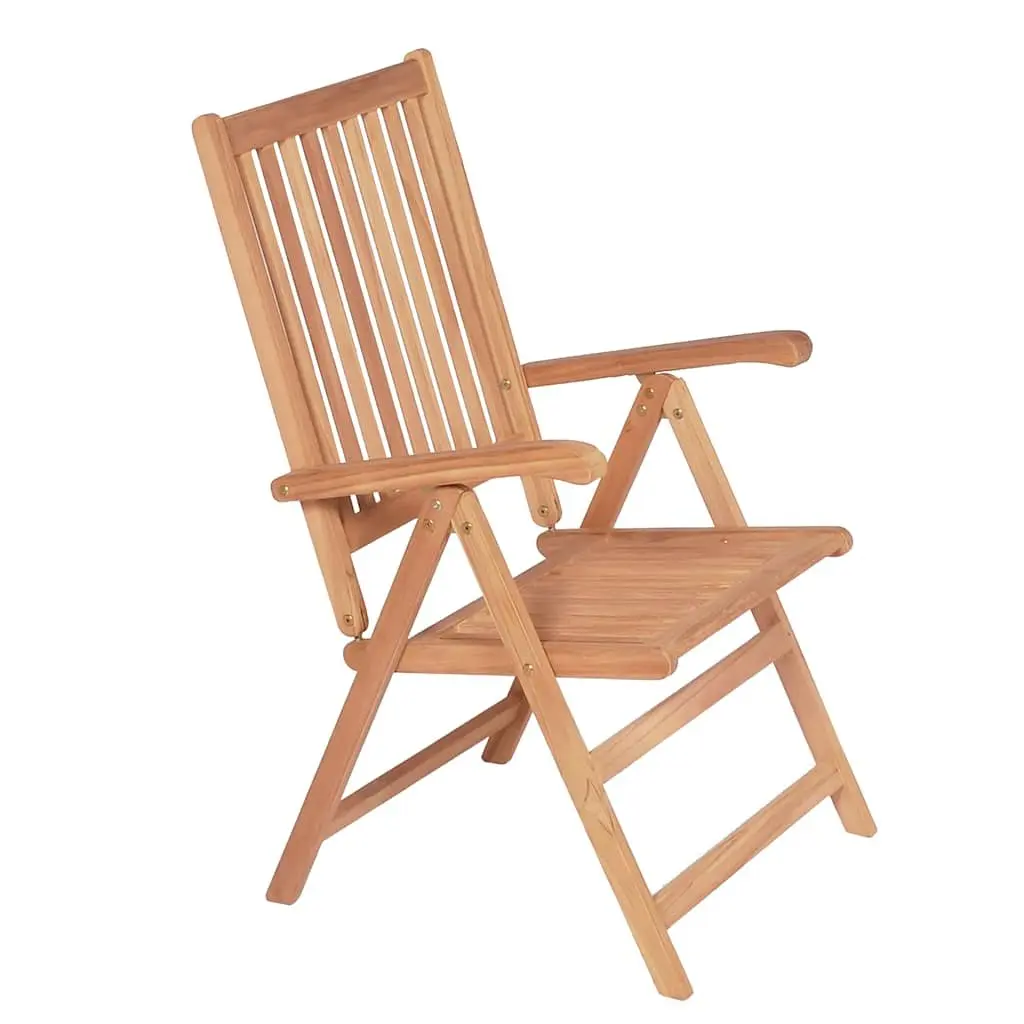 Reclining Garden Chairs 6 Piece Outdoor Folding Wooden Seating Set Brown