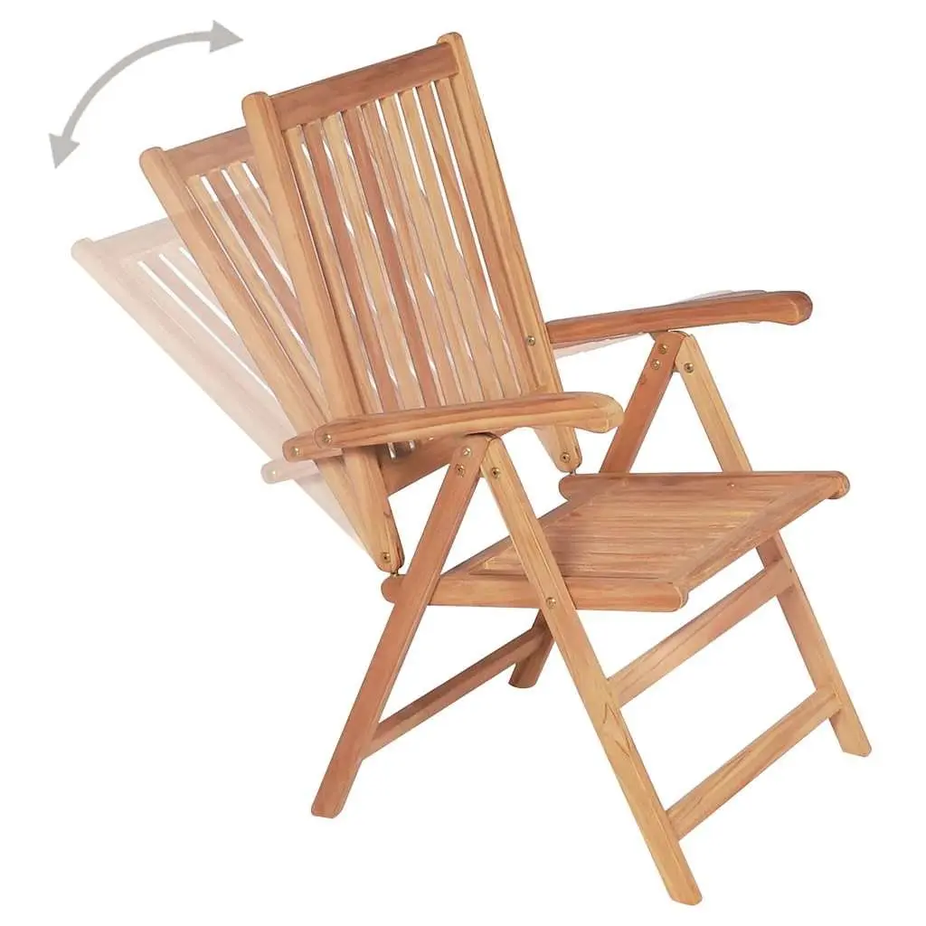 Reclining Garden Chairs 6 Piece Outdoor Folding Wooden Seating Set Brown