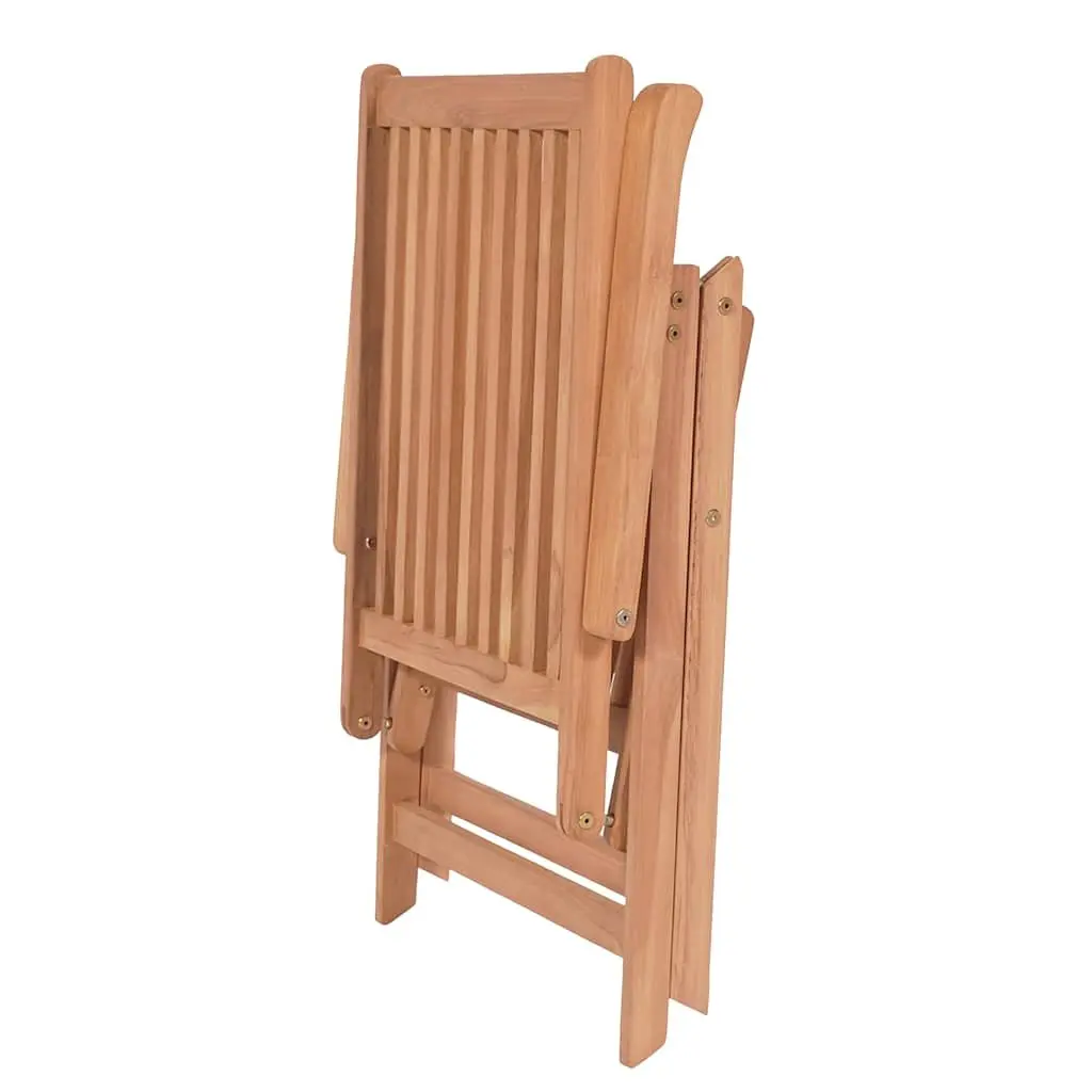 Reclining Garden Chairs 6 Piece Outdoor Folding Wooden Seating Set Brown