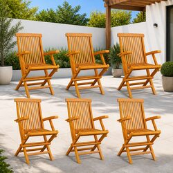 Quality Folding Garden Chairs Set of 6 - Teak Wood
