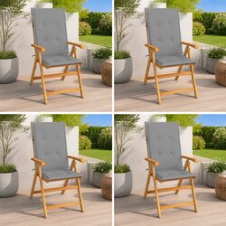 Outdoor Garden Chairs Set of 4 Teak Wood Patio Seating with Grey Cushions