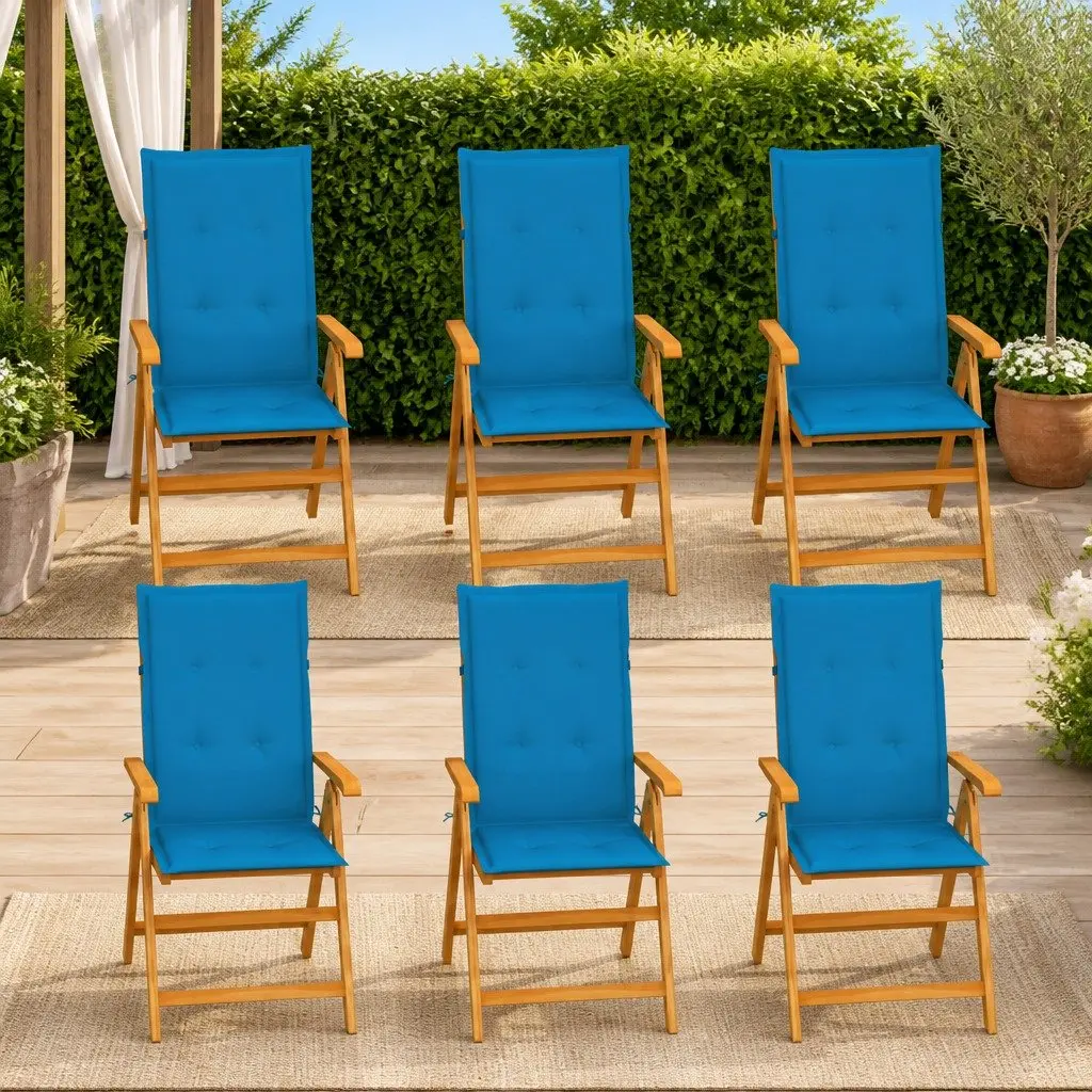 Teak Wood Garden Chair Set, 6 pcs with Cushions