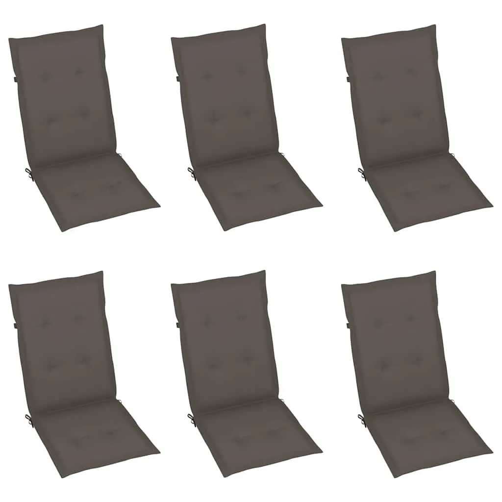 Outdoor Garden Chairs Set 6 Piece Teak Wood Reclining Seating Taupe Cushions