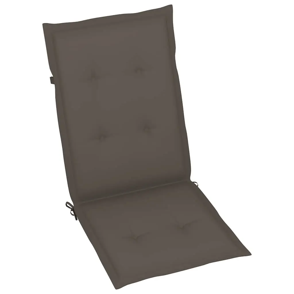 Outdoor Garden Chairs Set 6 Piece Teak Wood Reclining Seating Taupe Cushions