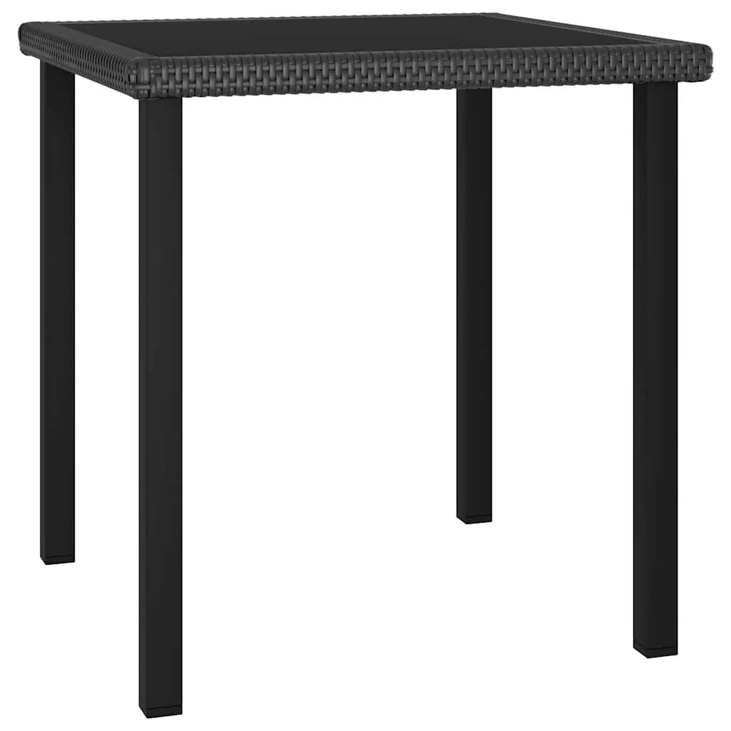 3 Piece Outdoor Garden Dining Set Black Poly Rattan Table Chairs