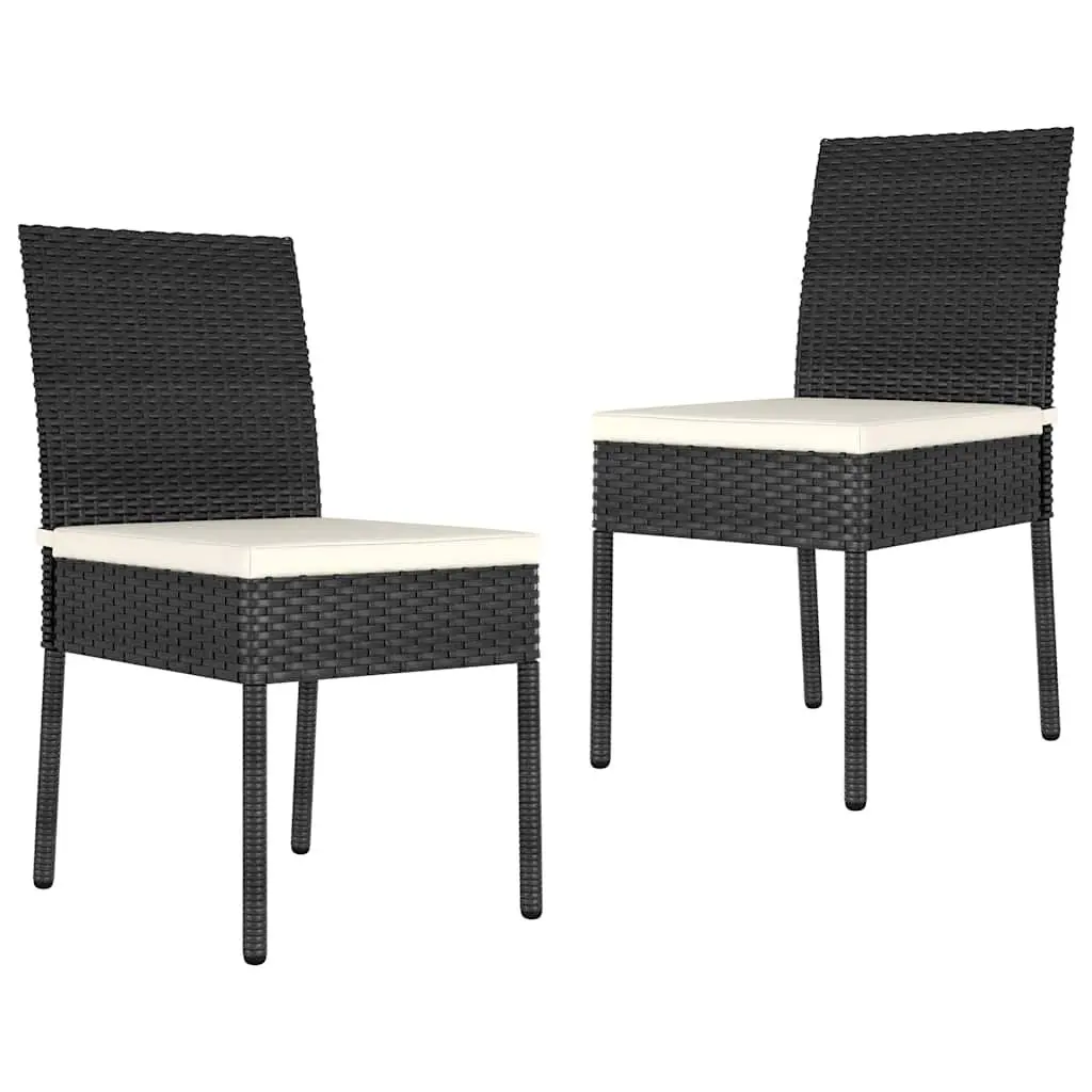 3 Piece Outdoor Garden Dining Set Black Poly Rattan Table Chairs