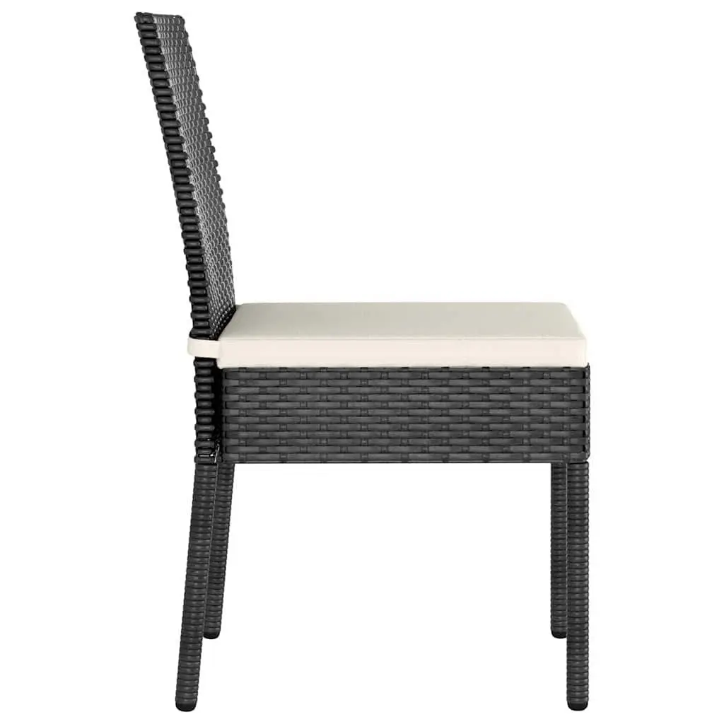 3 Piece Outdoor Garden Dining Set Black Poly Rattan Table Chairs