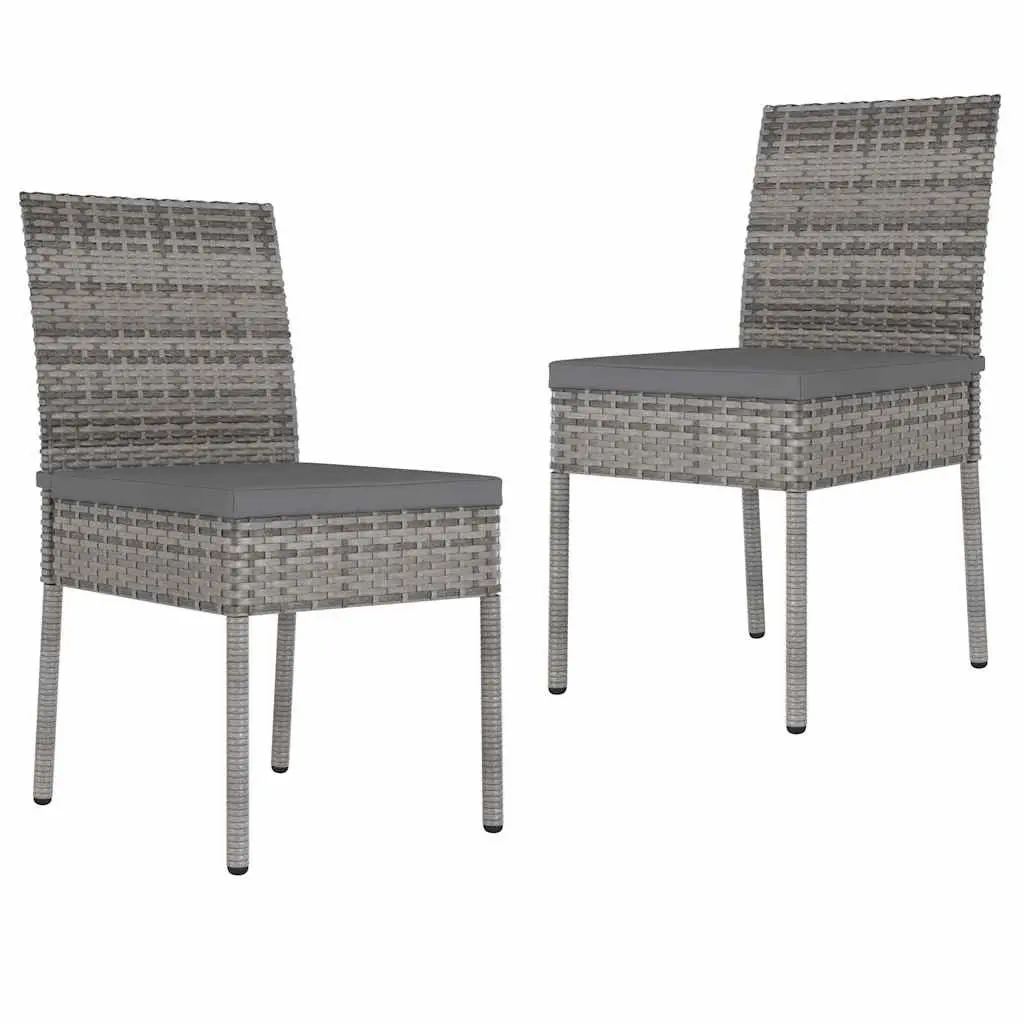 3 Piece Garden Dining Set Outdoor Patio Table Chairs Grey Rattan